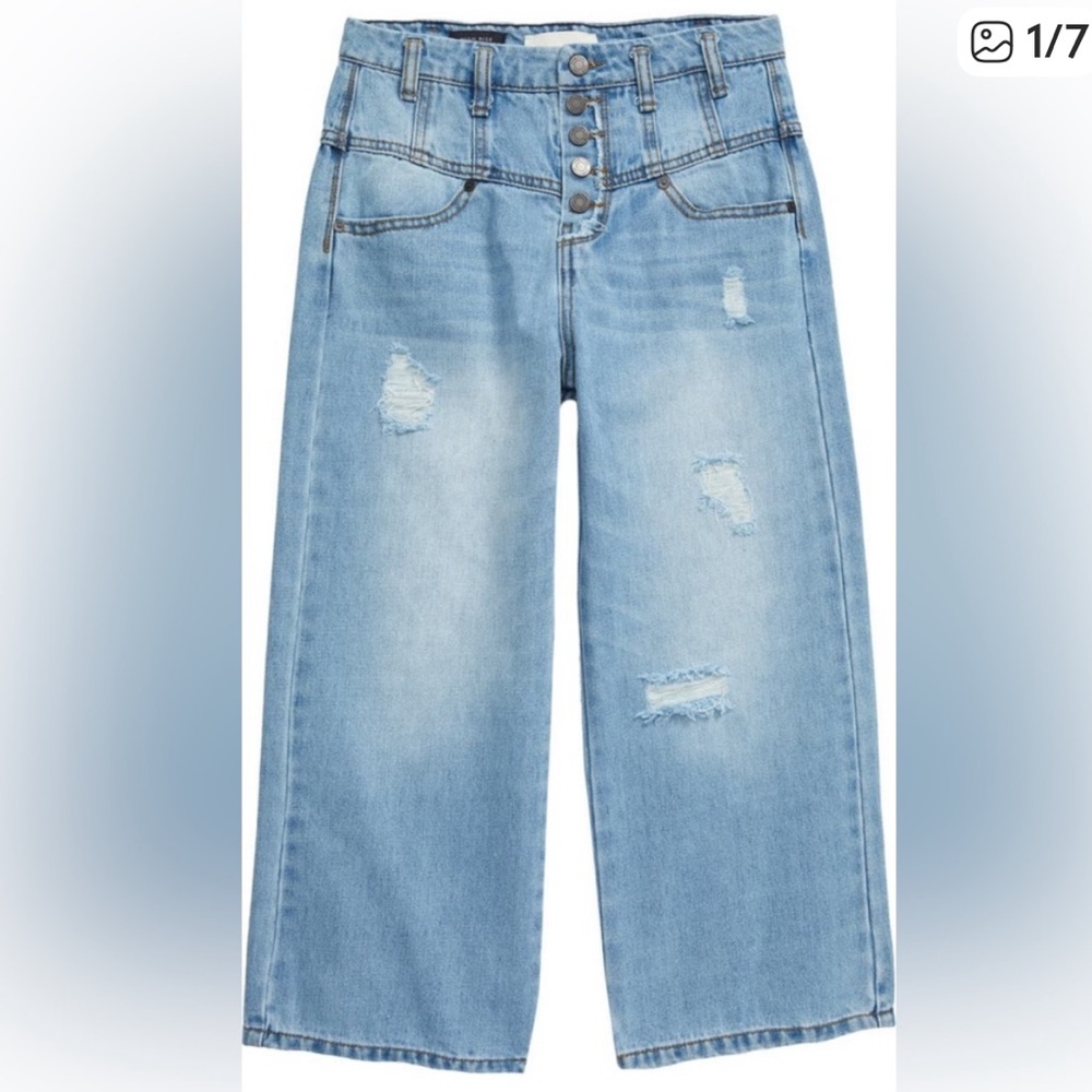 Habitual Light Blue High Rise Wide Leg Crop Jeans- girls size 16/women sz 2